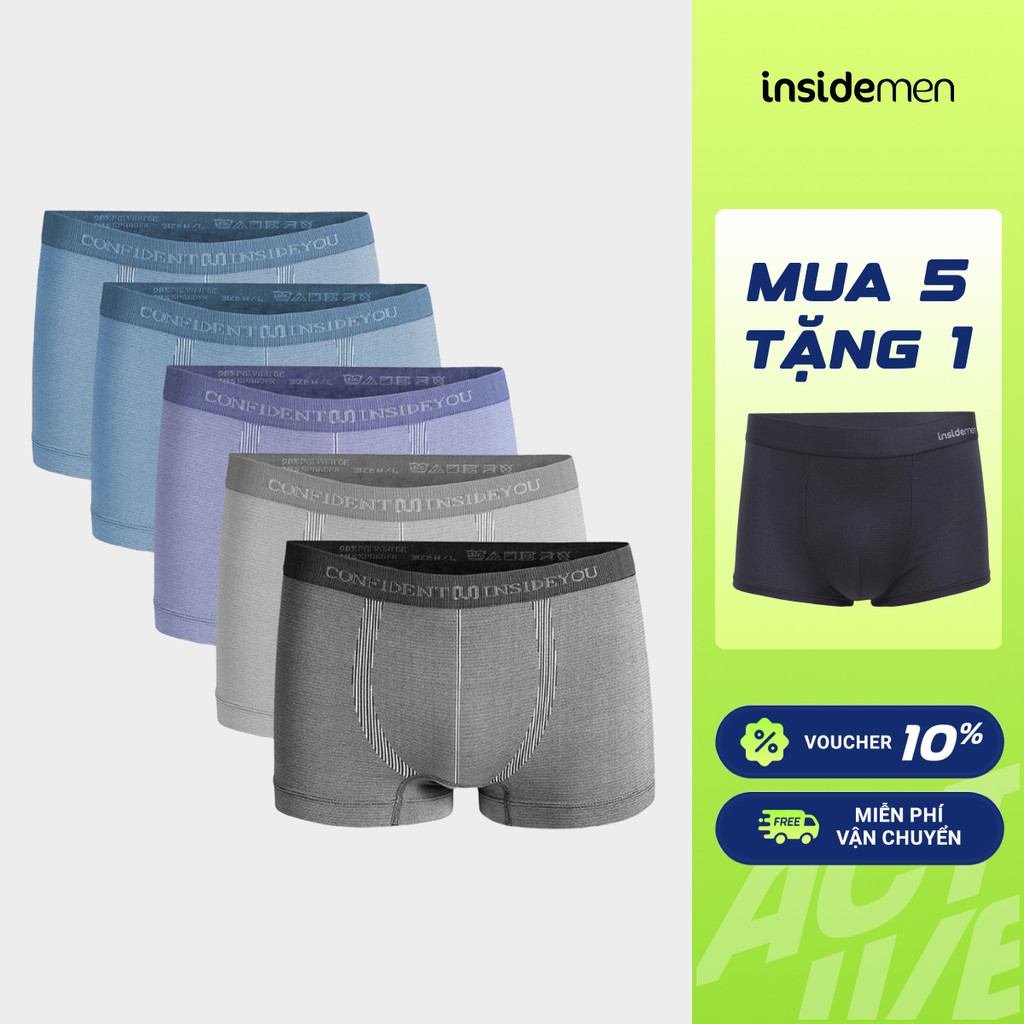 [Combo 5] Quần Lót Nam Boxer Dệt Liền Seamless Insidemen Polyamide mềm mịn, thấm hút tốt IBX009EDP05