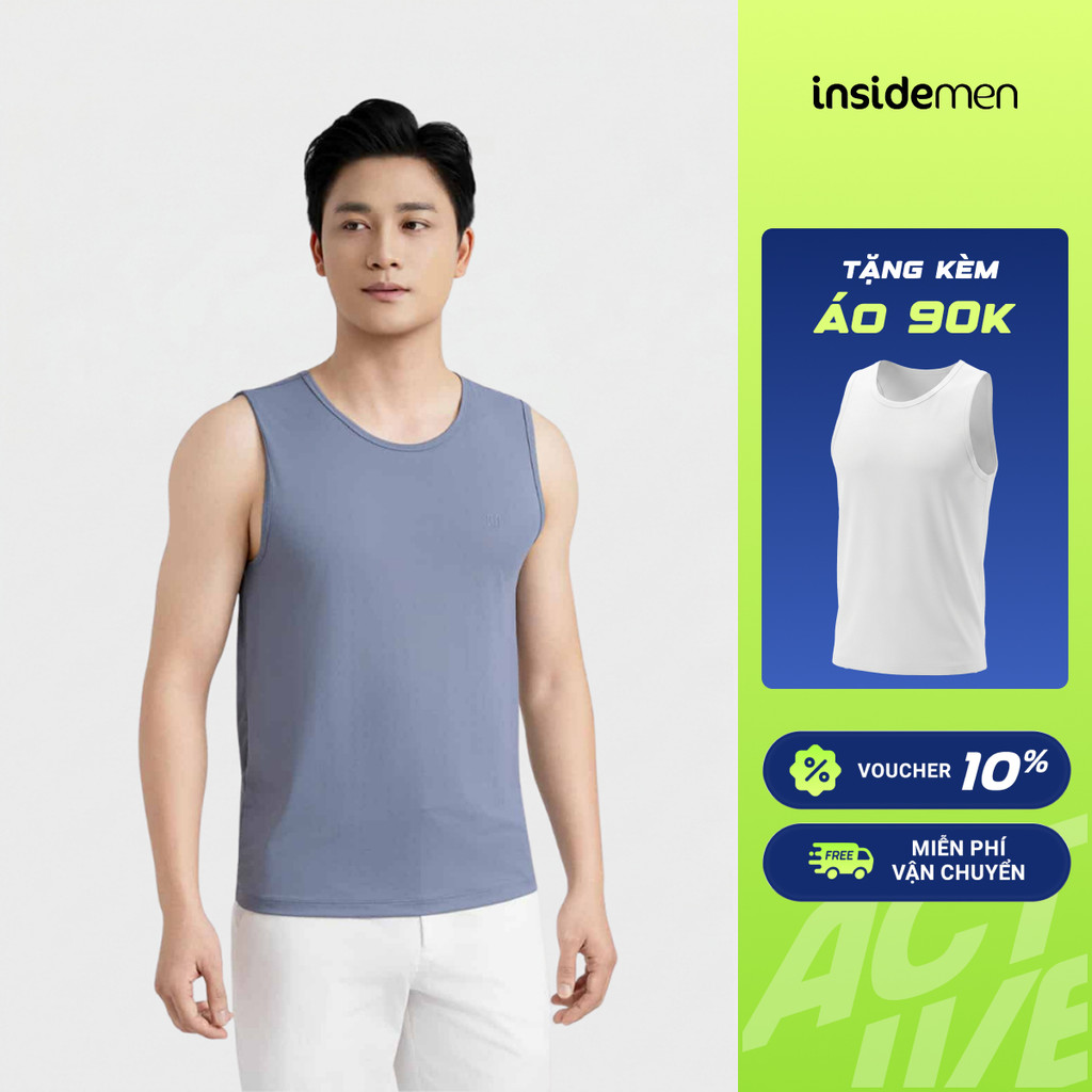 Áo Tanktop Lưới Nam Insidemen vải polyamide thoáng nhẹ, co giãn giữ form tốt ITL118AS0