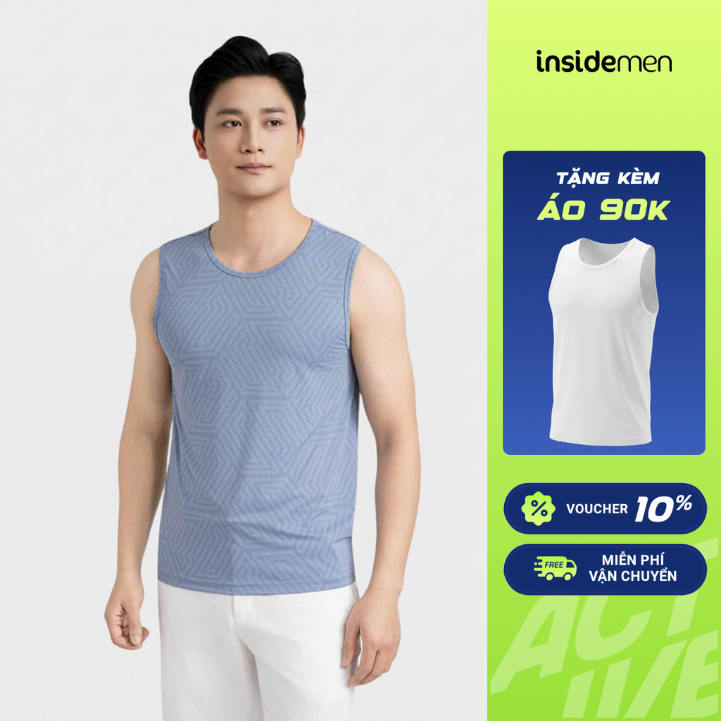 Áo Tanktop Nam Insidemen tản nhiệt, thoáng khí, khô nhanh phù hợp thể thao ITL120AS0