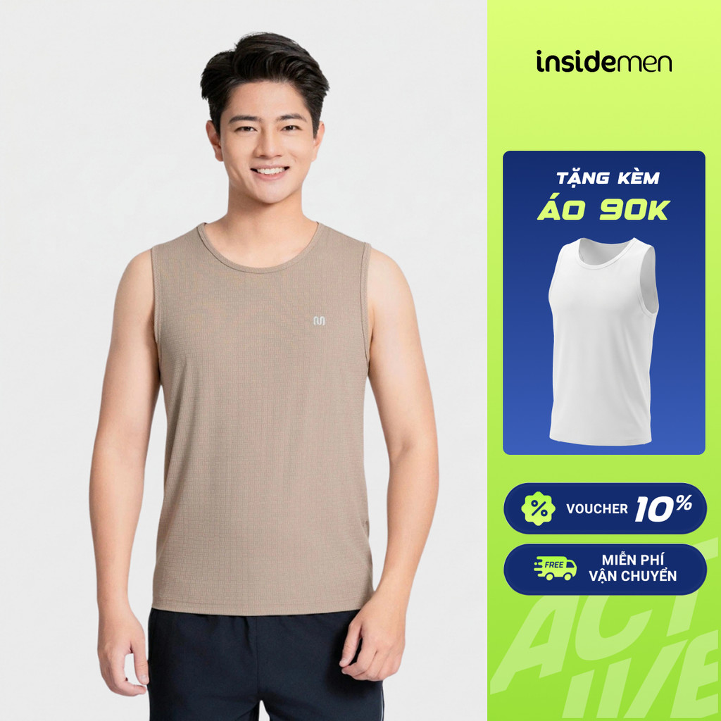 Áo Ba Lỗ Tanktop Nam Insidemen 80% sợi polyester bền,co giãn, thấm hút mồ hôi tốt ITL093AS0