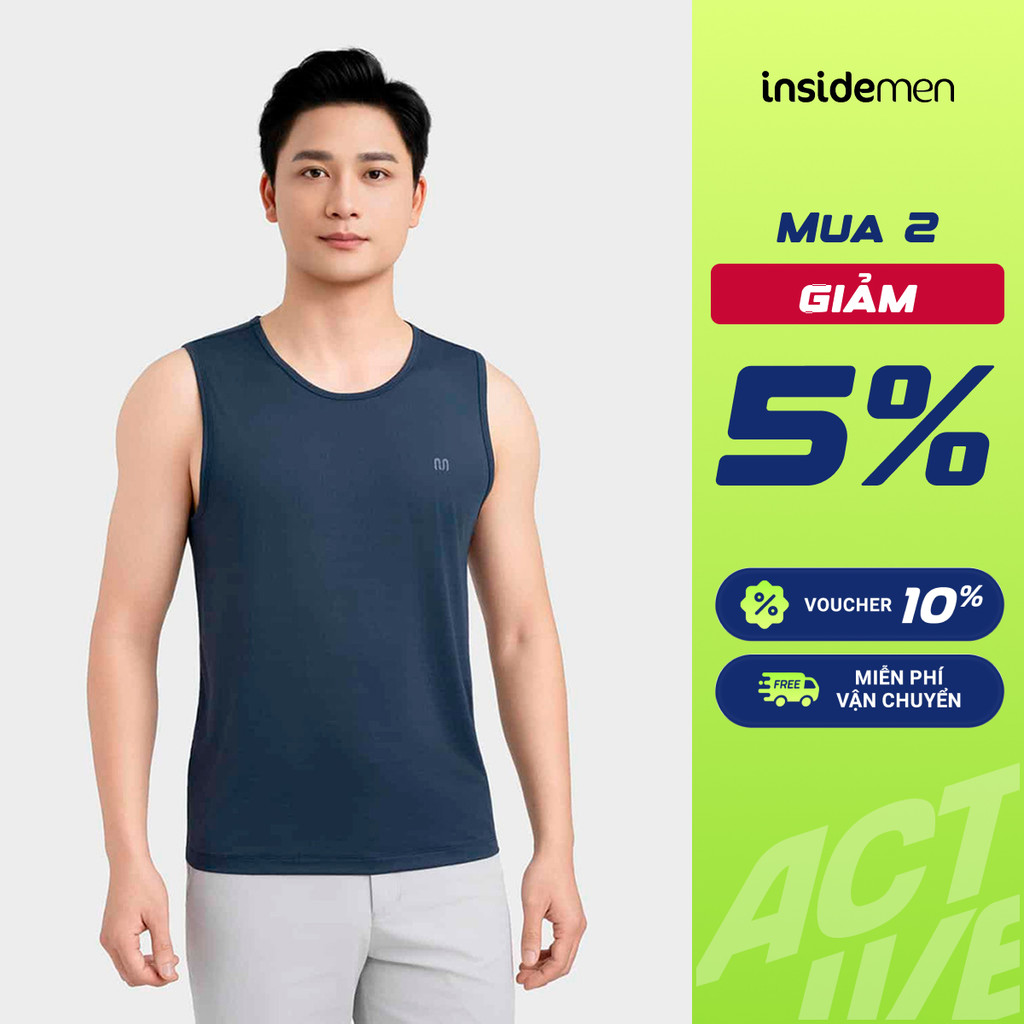 [MUA 2 GIẢM 5%] Áo Tanktop Nam Polyamide thông thoáng mềm mịn đàn hồi 4 chiều Insidemen ITL019MAH0