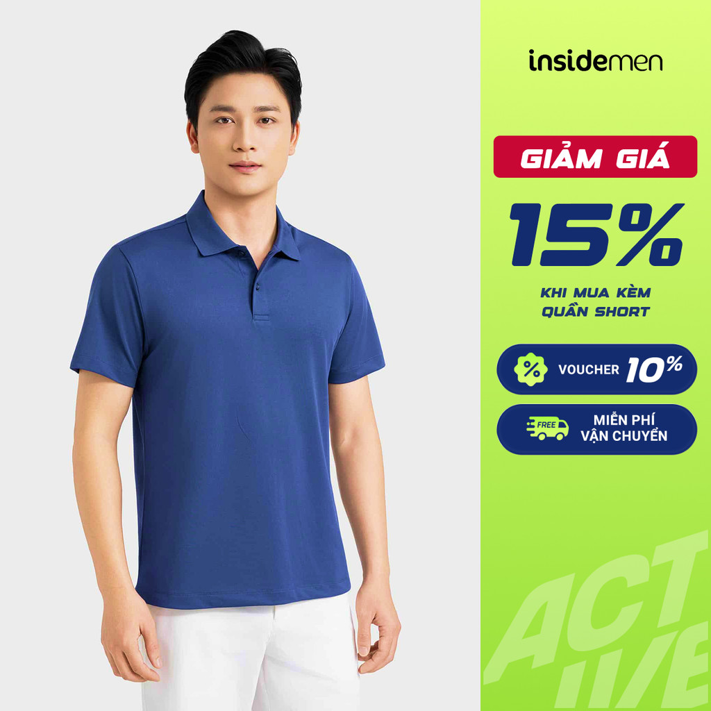 Áo Polo Nam Xanh Tím Than Insidemen Trung Niên Dáng Rộng IPS099EGP01