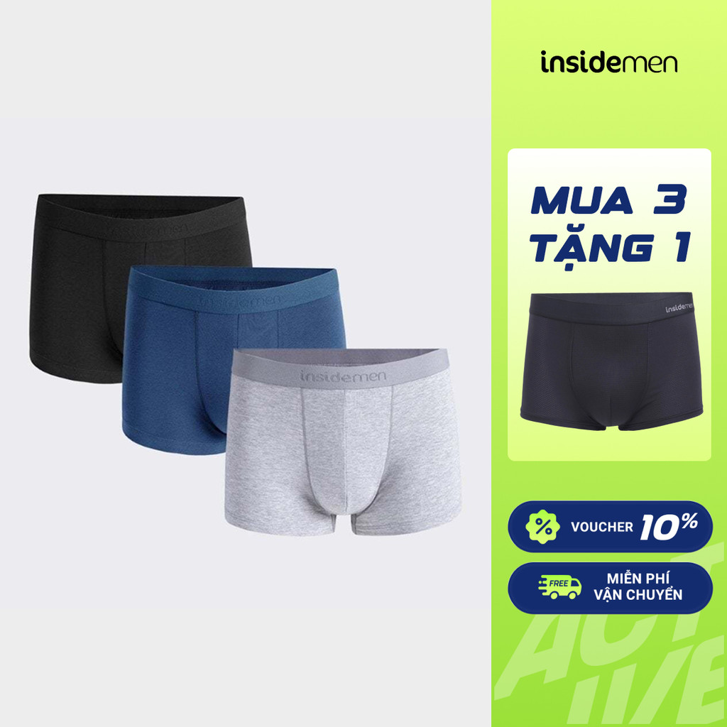Quần Lót Nam Boxer Insidemen Cạp chun co giãn, thoáng khí IBX006EDP03