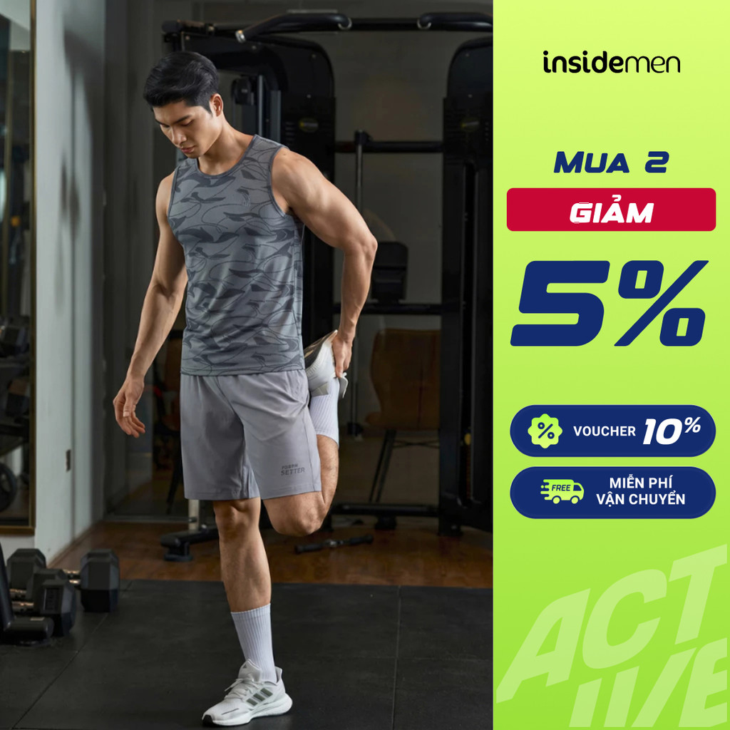 [MUA 2 GIẢM 5%]Áo Tanktop Nam Insidemen Vải Co Giãn, Phong Cách Năng Động ITL004MAH0