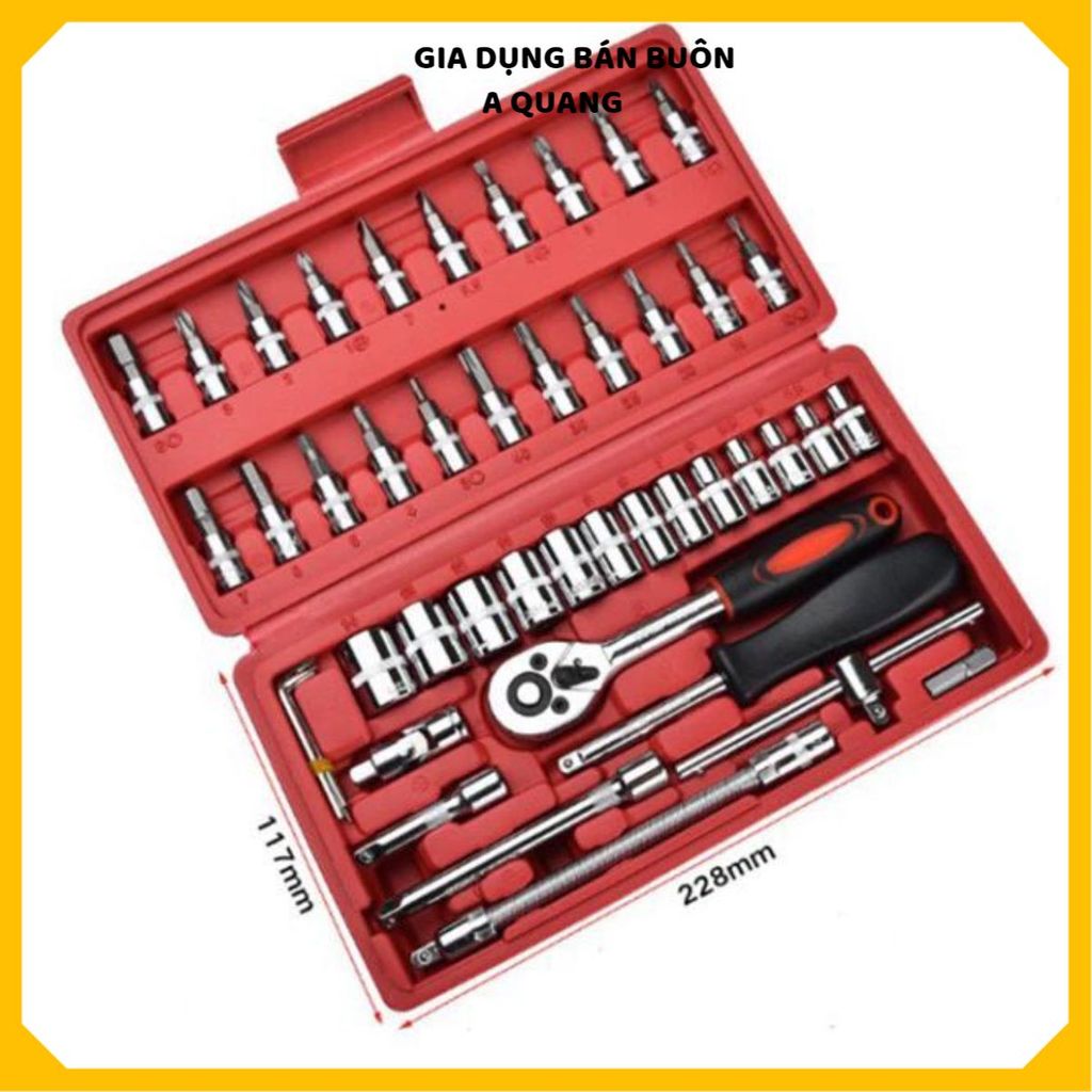 BỘ ĐỒ NGHỀ SỬA CHỮA 46 CHI TIẾT ĐA NĂNG - Hộp dụng cụ cao cấp, sửa xe, sửa điện, sửa đồ gia dụng