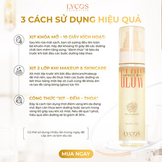 Xịt khoáng Lycos Glow Ampoule Mist dưỡng ẩm, căng bóng tức thì cho da mềm mịn, tươi sáng