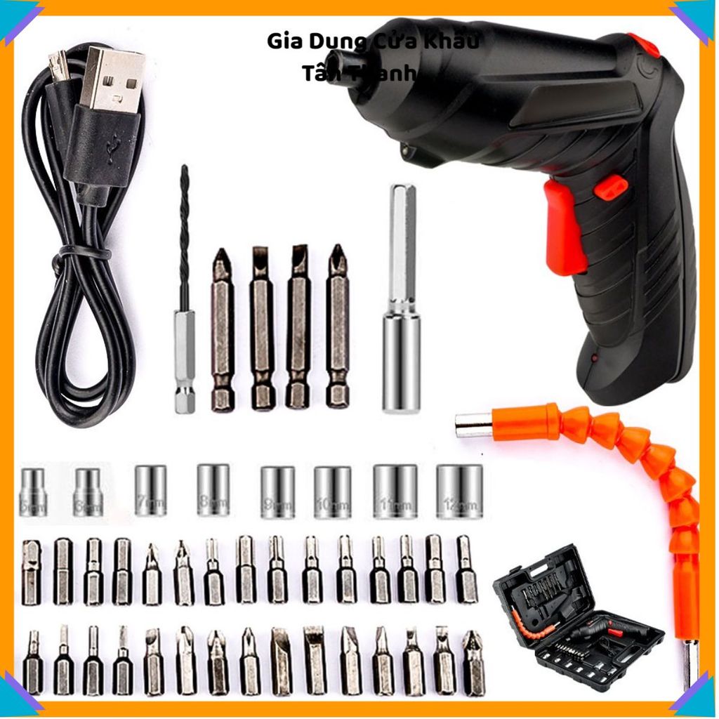 MÁY BẮT VÍT CẦM TAY PIN SẠC ĐA NĂNG 47 PHỤ KIỆN - Máy khoan mini mạnh mẽ, bắt vít nhanh, tiện lợi cho gia đình