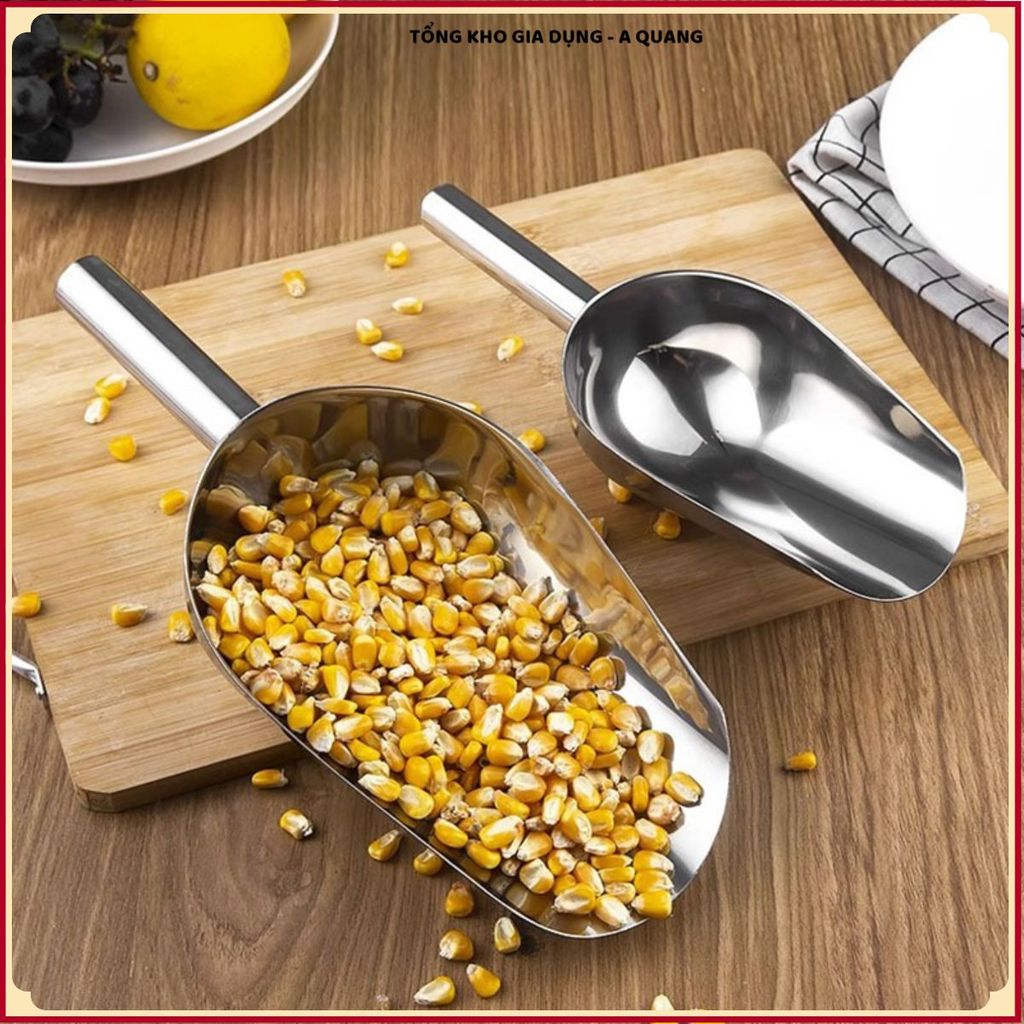 (COMBO 2) MUỖNG XÚC ĐÁ INOX 22CM, XẺNG XÚC THỰC PHẨM ĐA NĂNG, MUỖNG XÚC HẠT TIỆN DỤNG, Bền Đẹp Dễ Vệ Sinh Cho Nhà Bếp