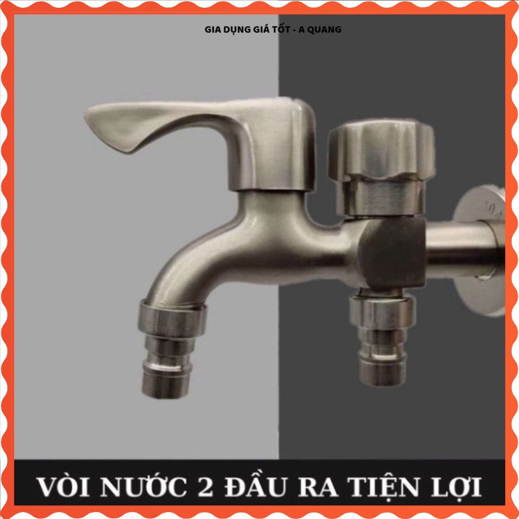 VAN CHIA NƯỚC INOX 304, VÒI MÁY GIẶT 2 CỔNG, VÒI NƯỚC ĐA NĂNG, Điều Chỉnh Từng Đầu Ra Linh Hoạt Tiện Lợi