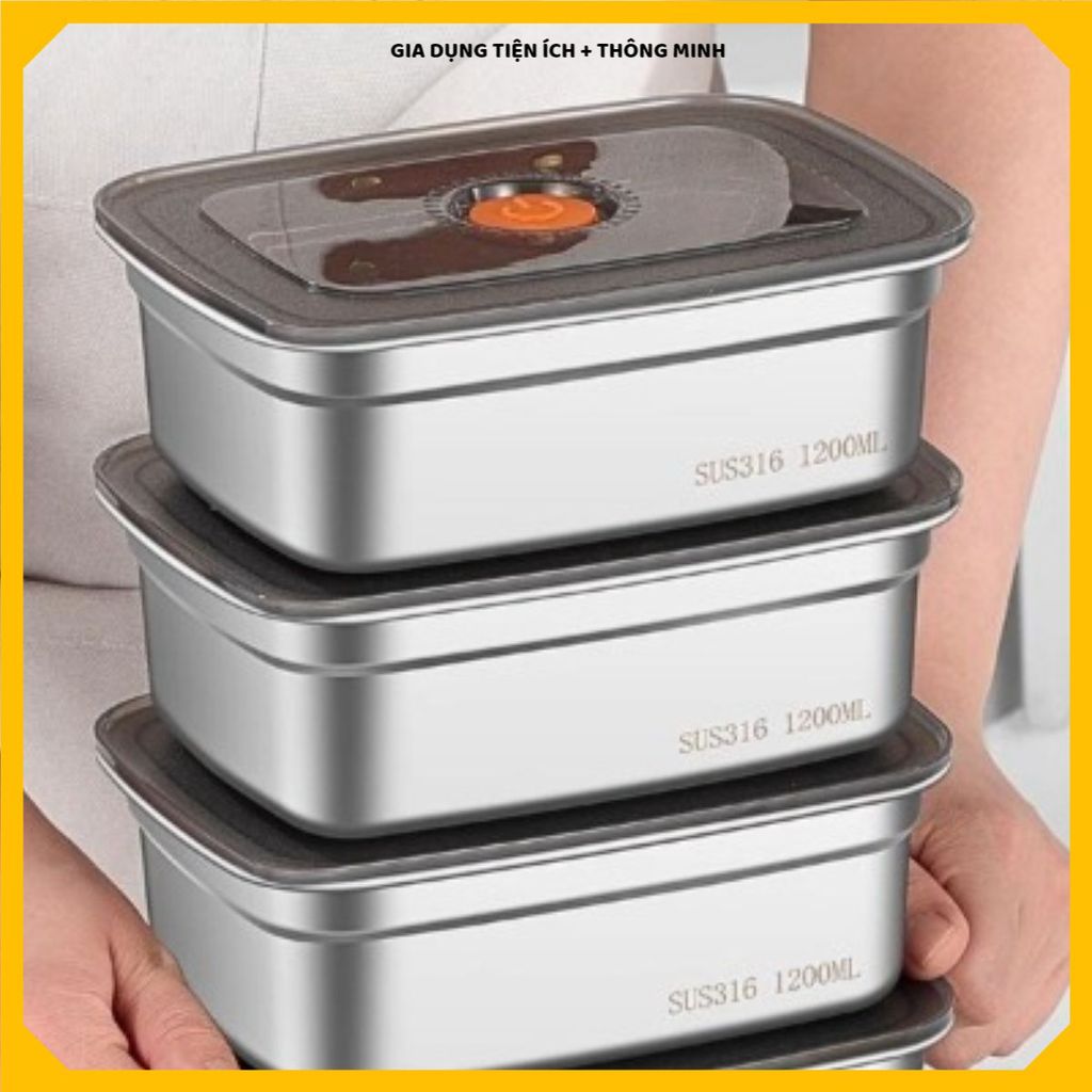HỘP INOX CÓ NẮP ĐẬY, KHAY INOX ĐỰNG THỰC PHẨM LẠNH, HỘP BẢO QUẢN ĐỒ ĂN NHÀ BẾP, Gọn Gàng Sạch Sẽ Dễ Sử Dụng