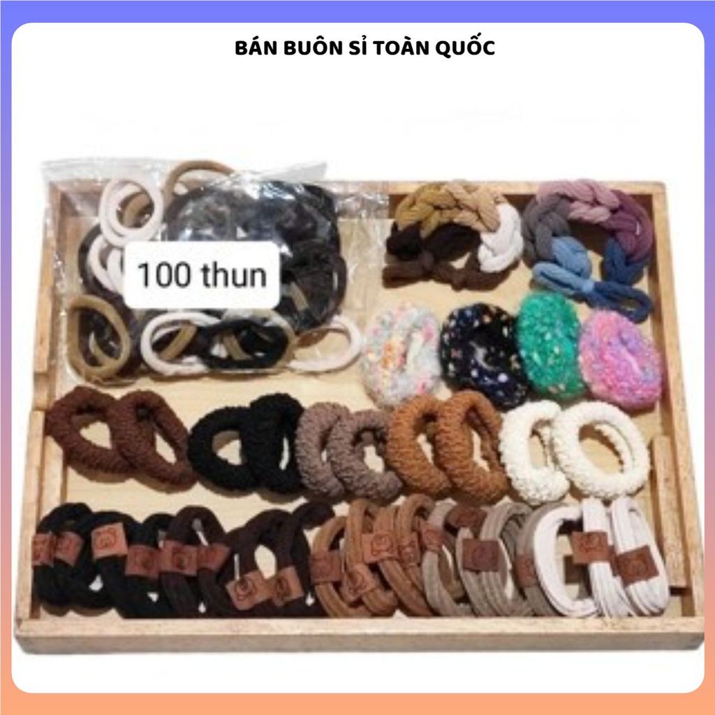 SET 136 DÂY CHUN BUỘC TÓC HÀN QUỐC CAO CẤP - Cột tóc đuôi ngựa xinh xắn, co giãn tốt, nhiều màu dễ phối