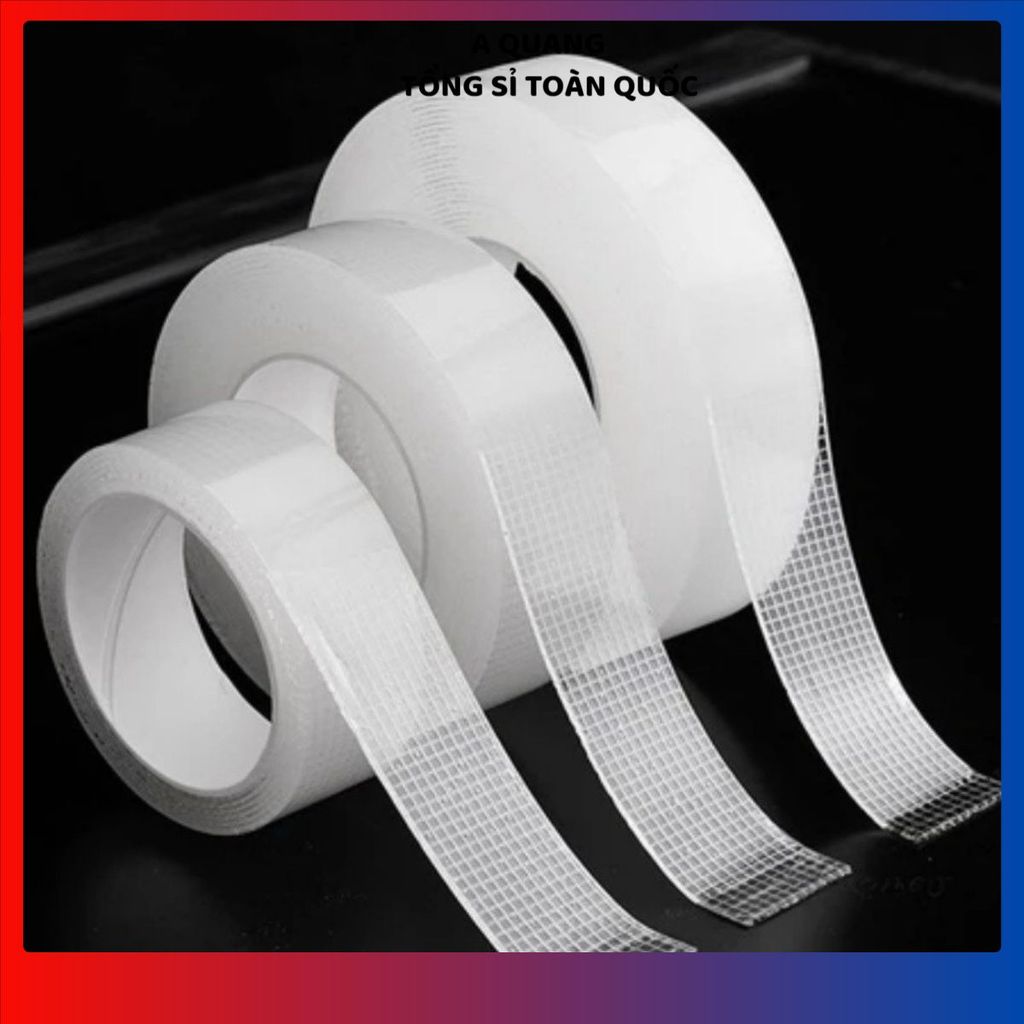 (COMBO 3) BĂNG DÍNH NANO HAI MẶT DẠNG LƯỚI CAO CẤP - Trong suốt siêu dính, tái sử dụng, nhiều kích thước 1M-5M