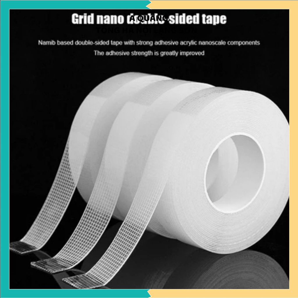 (COMBO 3) BĂNG DÍNH NANO HAI MẶT DẠNG LƯỚI CAO CẤP - Trong suốt siêu dính, tái sử dụng, nhiều kích thước 1M-5M