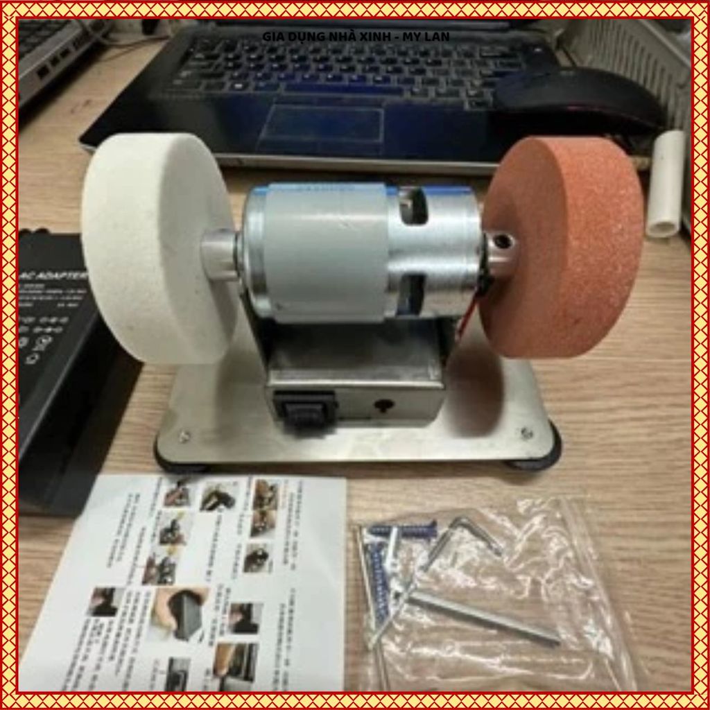 MÁY MÀI ĐÁ MINI CAO CẤP, MÁY MÀI ĐỂ BÀN HAI CẤP ĐỘ, DỤNG CỤ ĐÁNH BÓNG KHOAN ĐA NĂNG, Điều Chỉnh Tốc Độ Linh Hoạt