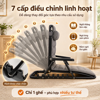 Ghế Tựa Lưng Gấp Gọn 7 Cấp Điều Chỉnh, Đệm Bông Êm Ái, Tải Trọng 150KG, Ghế Thư Giãn Đọc Sách Nghỉ Trưa Tại Nhà