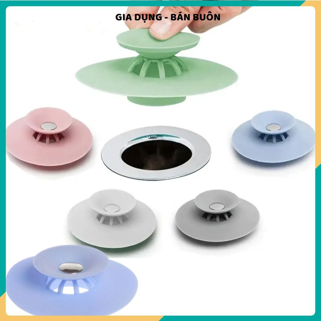 (COMBO 5) NẮP CHẶN RÁC CỐNG THOÁT NƯỚC - Silicon mềm dẻo, chống tắc nghẽn, phù hợp nhà bếp và phòng tắm