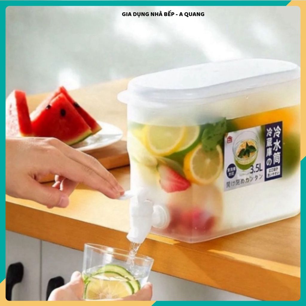 BÌNH NƯỚC TỦ LẠNH CÓ VÒI 3.5L, BÌNH ĐỰNG NƯỚC NHỰA CAO CẤP, Tiết Kiệm Không Gian, Lấy Nước Nhanh Chóng