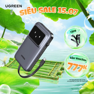 Pin Ugreen PB511 10000mAh | 30W | Sử Dụng Lõi Pin Li-Po | Tích Hợp Cáp USB-C | Bảo Hành 18 Tháng 1 Đổi 1