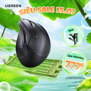 Chuột dọc không dây Ugreen MU008 | 4 mức độ DPI | Thiết kế góc dọc 57° với 5 nút | Bảo hành 18 tháng 1 đổi 1