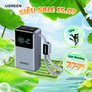 Sạc di động UGREEN PB727 55W | Có màn hình & cáp USB-C | 10000mAh | Bảo hành 18 tháng 1 đổi 1 | 75701B