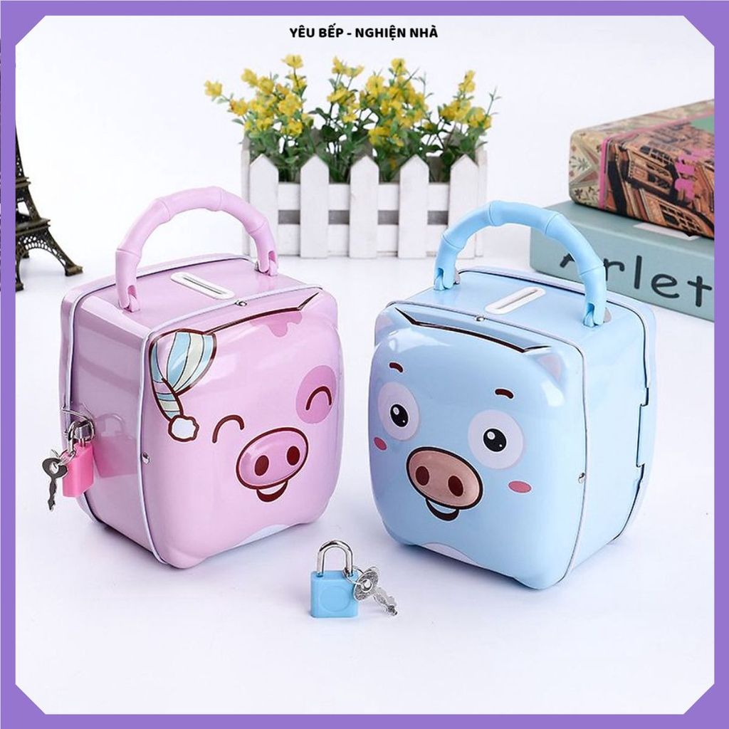 KÉT SẮT MINI CHO BÉ, HỘP ĐỰNG TIỀN TIẾT KIỆM CÓ KHÓA, Thiết Kế Đáng Yêu, Rèn Luyện Thói Quen Tốt