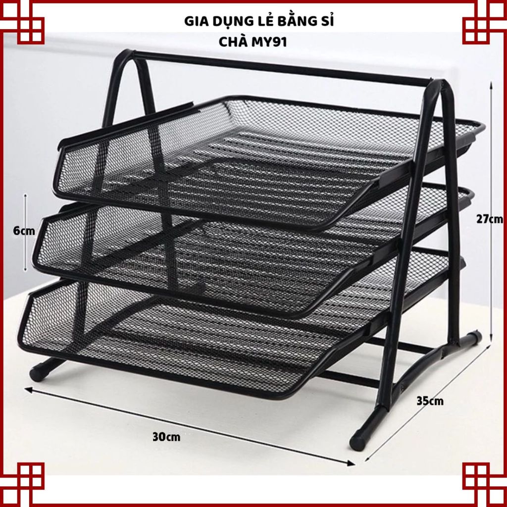 KỆ ĐỰNG HỒ SƠ 3 TẦNG KHUNG SẮT CAO CẤP - Giá để tài liệu văn phòng bền đẹp, chịu lực tốt