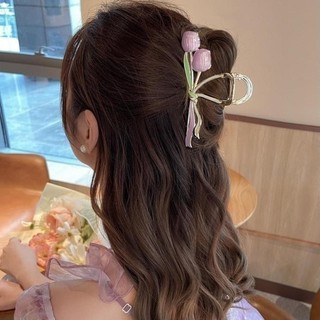 Kẹp tóc kim loại cỡ lớn hình 2 bông hoa cao cấp RABBI