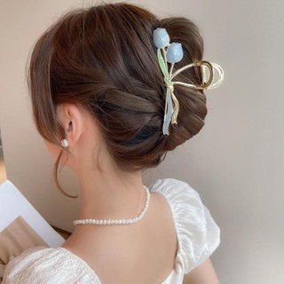 Kẹp tóc kim loại cỡ lớn hình 2 bông hoa cao cấp RABBI