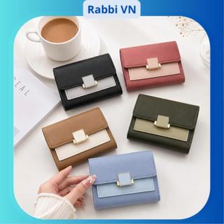 Ví mini đựng tiền, đựng thẻ dáng gập cho nữ nhiều ngăn RABBI