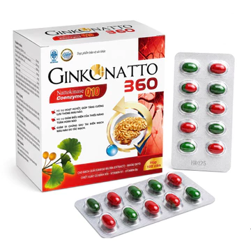Viên uống bổ não Ginko Natto 360 (Hộp 100 viên) Hỗ trợ hoạt huyết, tăng cường tuần hoàn máu não, giảm đau đầu, chóng mặt