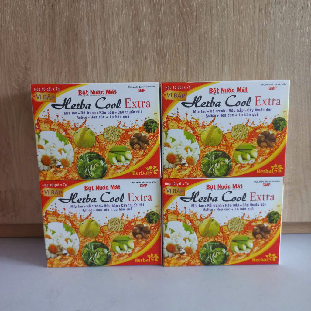 (Combo 5 hộp) Bột nước mát Herba Cool Extra vị bắp  - Hỗ trợ thanh nhiệt, tiểu buốt, rôm sảy