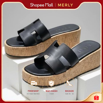 Giày Đế Xuồng Quai Ngang Merly 1656, Dép Đế Xuồng Nữ, Dép Nữ Đế Cao, Dép Bánh Mì Nữ, Dép Nữ Big Size