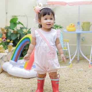 NBAN (3M-24M) Bộ Bodysuit Biển Xanh, bộ đồ ngắn tay giả đầm chất liệu cotton mềm mại cho bé