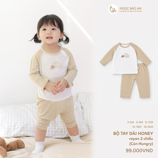 Honey (0-24M) Bộ quần áo dài tay chất Rayon mềm mịn, thoáng mát thấm hút mồ hôi tốt cho da bé.