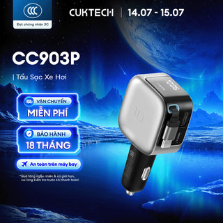 Bộ Tẩu Sạc Xe Hơi CUKTECH CC903P Kèm Cáp C Rút Gọn | 2C1A Công Suất Sạc Max 100W | Bảo hành 18 Tháng