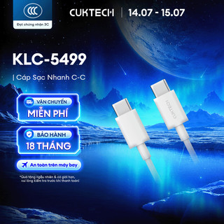 Cáp Sạc Nhanh CUKTECH KLC-5499 C-C | Công Suất Sạc Max 100W (5A) | Truyền dữ liệu 40 Mb/s | Bảo Hành 18 Tháng
