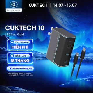 Củ Sạc GaN CUKTECH 10 2C1A | Công Suất 100W Max | Hỗ Trợ Sạc Nhanh | 3 Cổng | Bảo Hành 18 Tháng AD1003
