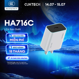 Củ Sạc GaN CUKTECH HA716C 1C | Công Suất Max 20W | 7 Lớp Bảo Vệ | Bảo Hành 18 Tháng