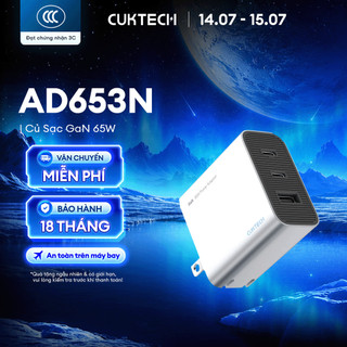 Củ Sạc GaN CUKTECH AD653N 2C1A | Công Suất Max 65W | Kích Thước Nhỏ Gọn | Bảo Hành 18 Tháng