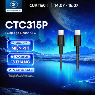 Cáp Sạc Nhanh CUKTECH CTC315P C-C | Công Suất Sạc Max 60W | Truyền Dữ Liệu 480 Mbps | Bảo Hành 18 Tháng