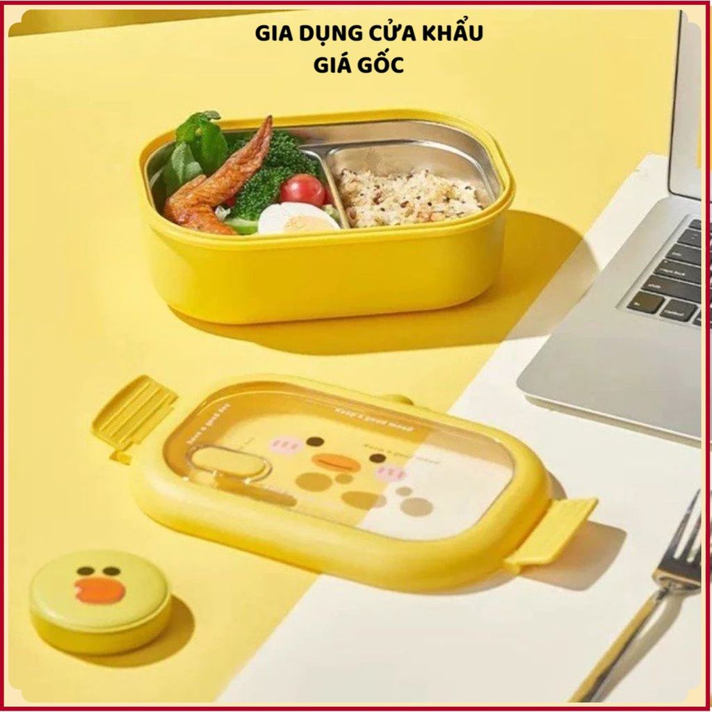 HỘP CƠM 2 NGĂN INOX 304 GIỮ NHIỆT HÌNH VỊT VÀNG DỄ THƯƠNG - Hộp Cơm Giữ Nhiệt, Hộp Đựng Thức Ăn