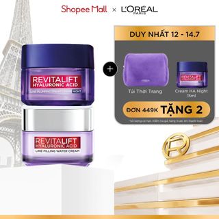 VB_ Bộ kem dưỡng ngày và đêm chống rãnh nhăn lão hóa sớm Revitalift Line Hyaluronic Acid L'Oreal Paris 50mlx2