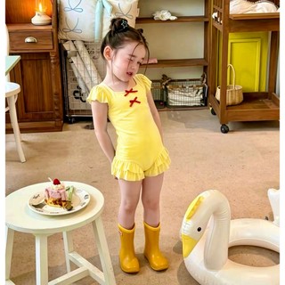 Đồ bơi bé gái, bộ bơi liền thân bé gái (10-30kg) phối nơ ngực bèo vai dễ thương XUKA BABY - M2