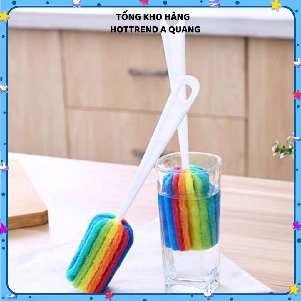 (COMBO 10) CỌ LY CỐC CHÉN BÁT ĐĨA SIÊU SẠCH CÂY RỬA CỐC LY 7 MÀU - Bọt Biển Rửa Bình Sữa, Dụng Cụ Vệ Sinh Nhà Bếp