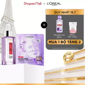 VB_ [Combo trải nghiệm] Serum 1.5% HA % mặt nạ thạch Glass Skin sau 90 phút giúp da căng. mịn & mướt L'Oreal Paris 30ml