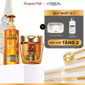 VB_Bộ dầu gội & mặt nạ ủ tóc giúp suôn mượt L'Oreal Paris Extraodinary Smooth 440ml, 250ml