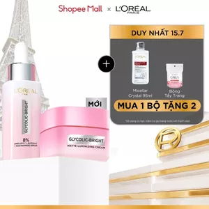 VB_ Bộ đôi serum & kem dưỡng sáng da đột phá Melasyl mờ thâm mụn, nám L'Oreal Paris Glycolic Bright 30ml, 50ml