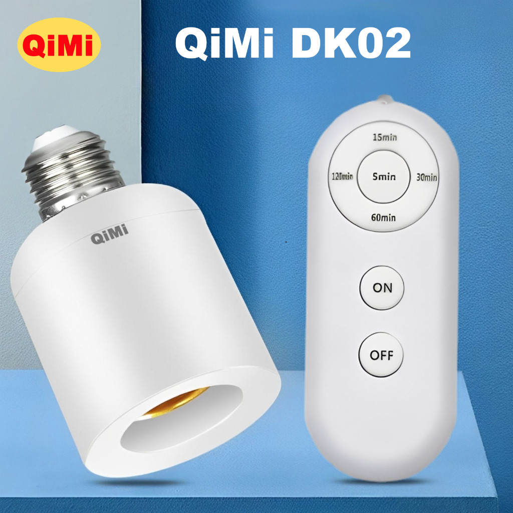 Đui đèn E27 QiMi DK02 màu trắng kèm remote điều khiển