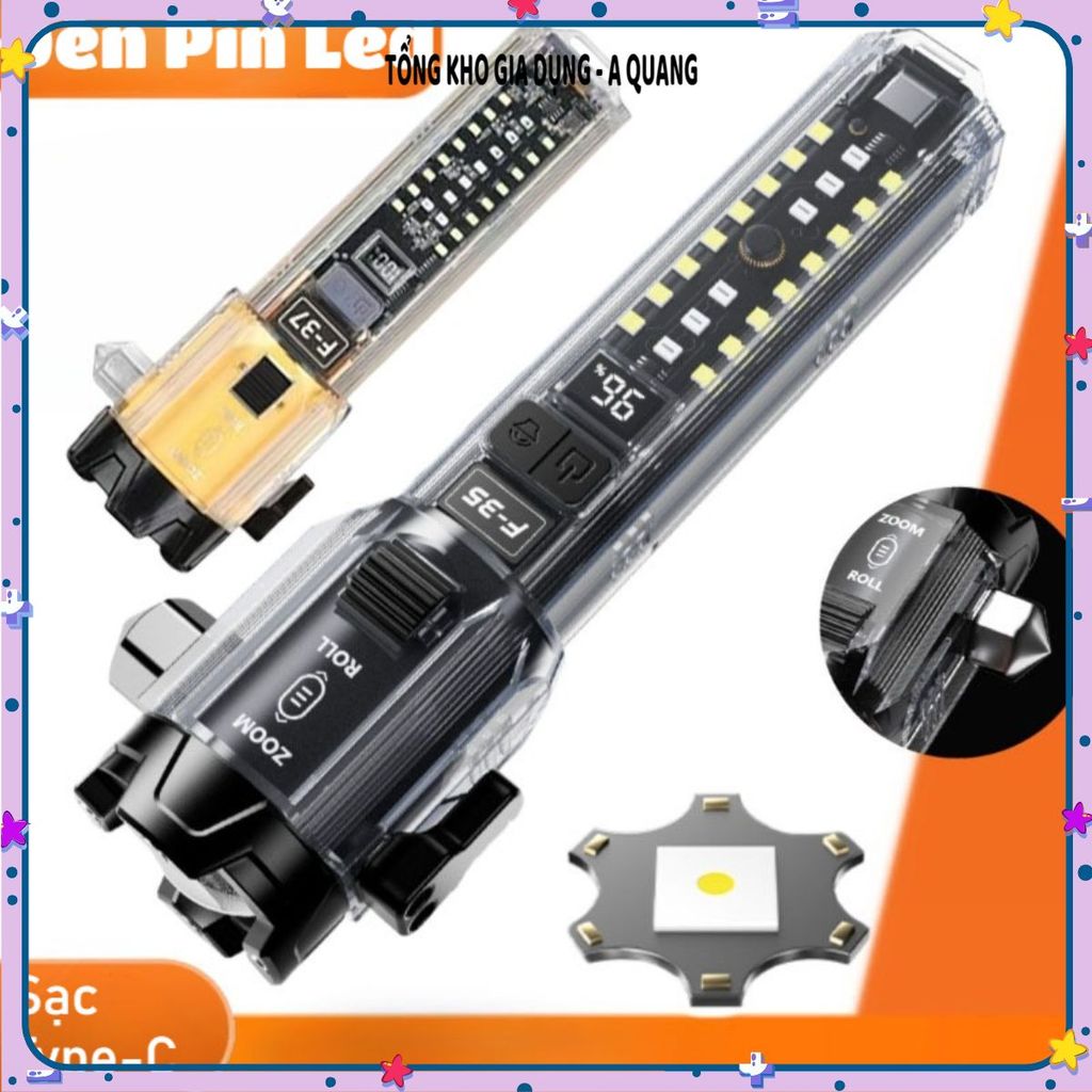 ĐÈN PIN LED F35 CHỐNG NƯỚC, SẠC CHO ĐIỆN THOẠI, Dụng Cụ Tiện Ích Khi Đi Phượt Du Lịch