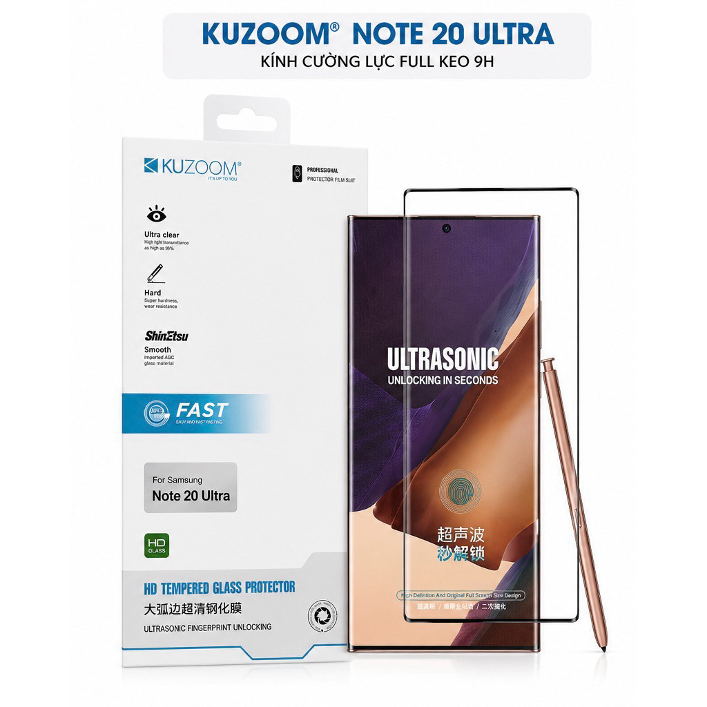 Kính Cường Lực KUZOOM Samsung Galaxy Note 10 Note 10 Plus Note 20 Note 20 Ultra Full Màn Hình 9H Chính Hãng
